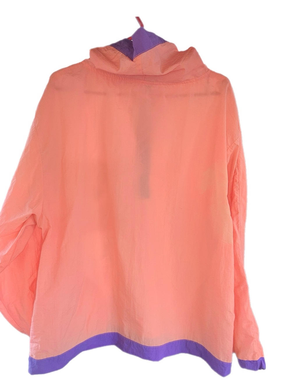 Vintage 80s / 90s Flashlights Neon Peach & Purple Half-Zip Windbreaker - Picture 2 of 6
